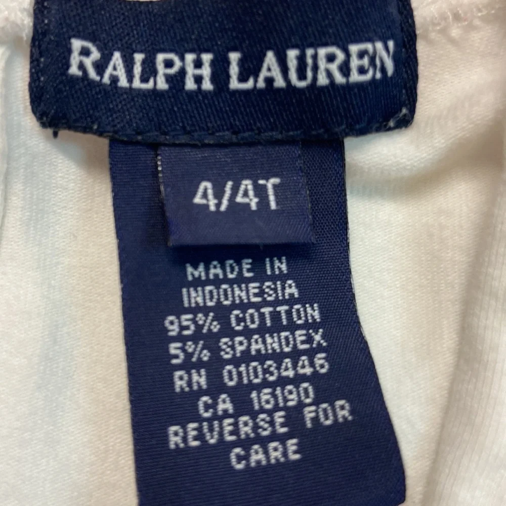 Ralph Lauren Bell Sleeve Sqaure Neck Toddler Top Floral Embroidered White 4/4T